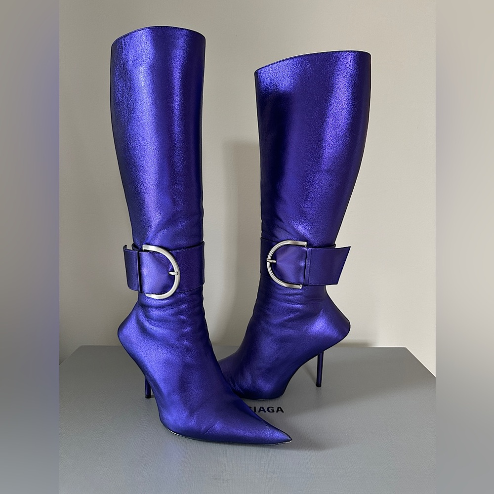 Balenciaga Purple Essex Metallic Boot